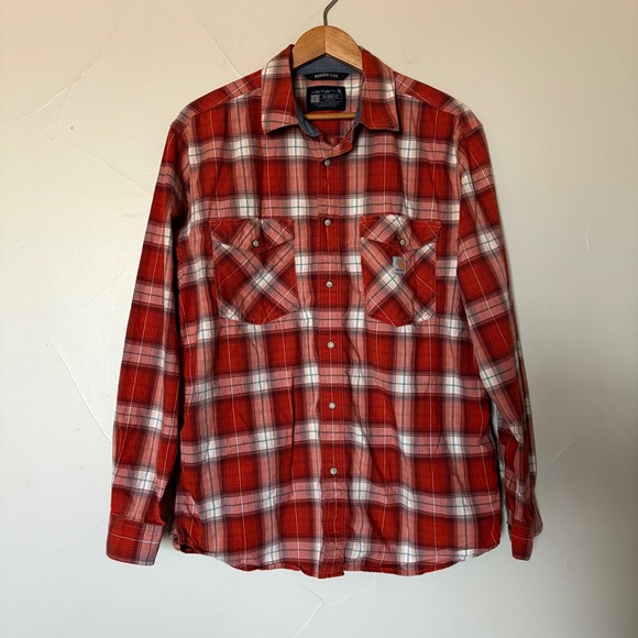 Carhartt Other - Carhartt Rugged Flex Flannel Plaid‎ Shirt Mens Large Relaxed Fit Workwear